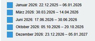 aktualisierte Schliessungszeiten